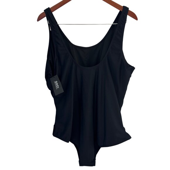 DACI Women's Plus Size Black One Piece Swimsuit Size 24W Ruched Built-in Bra - Picture 2 of 8
